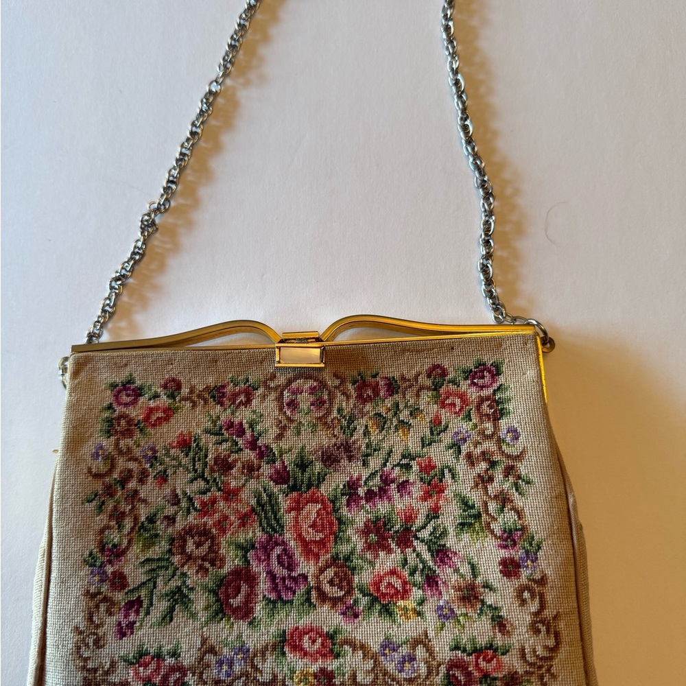 Vintage Micro Petite Point Needlepoint Evening Bag